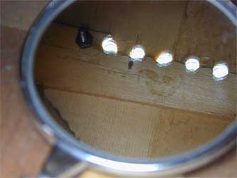 Inside 1947 Gibson LG showing failed bridge plate