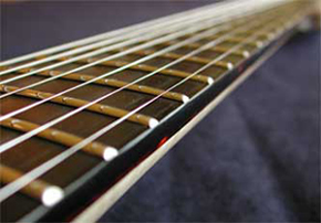 Custom guitar frets close up