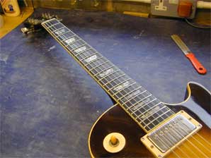 Les Paul neck break fingerboard view.